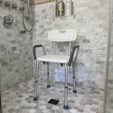 Shower Chair Bathroom Seat With Padded Armrests And Backrest Load 350 Pounds