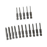 Phillips Screwdriver Drill Bit Set 16 PC PH0 PH2 Hex 1/4 Shank Magnetic Impact