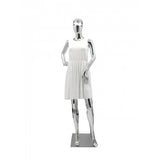 FixtureDisplays® Female Adult Full Body Mannequine Manikin Chrome Plated Finish Body Form Fashion Store Retail Window Dress Form Size 4-6 Bust 31 Waist 24" Hip 34" 15545
