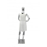FixtureDisplays® Female Adult Full Body Mannequine Manikin Chrome Plated Finish Body Form Fashion Store Retail Window Dress Form Size 4-6 Bust 31 Waist 24" Hip 34" 15545