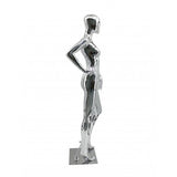 FixtureDisplays® Female Adult Full Body Mannequine Manikin Chrome Plated Finish Body Form Fashion Store Retail Window Dress Form Size 4-6 Bust 31 Waist 24" Hip 34" 15545