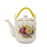 Small 2 Liter Ceramic Porcelain Teapot Tea Kettle with Floral Design, 8X6X7 Not for Stove Top 15550