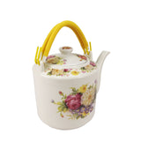 Small 2 Liter Ceramic Porcelain Teapot Tea Kettle with Floral Design, 8X6X7 Not for Stove Top 15550