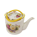 Small 2 Liter Ceramic Porcelain Teapot Tea Kettle with Floral Design, 8X6X7 Not for Stove Top 15550