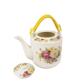Small 2 Liter Ceramic Porcelain Teapot Tea Kettle with Floral Design, 8X6X7 Not for Stove Top 15550