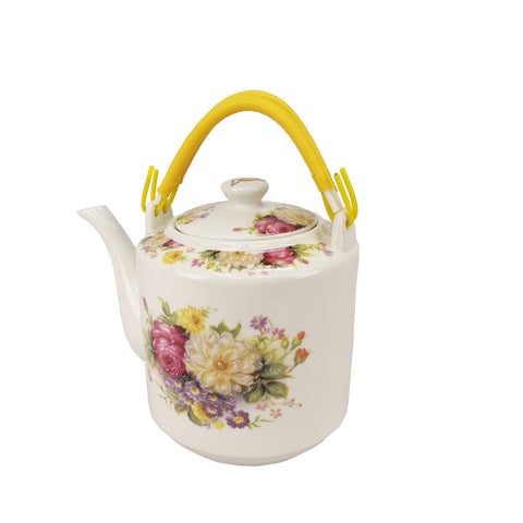 Small 2 Liter Ceramic Porcelain Teapot Tea Kettle with Floral Design, 8X6X7 Not for Stove Top 15550
