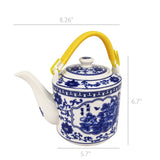 Small 2 Liter Ceramic Porcelain Teapot Tea Kettle with Floral Design, 8X6X7 Not for Stove Top 15551