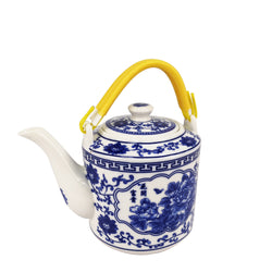 Small 2 Liter Ceramic Porcelain Teapot Tea Kettle with Floral Design, 8X6X7 Not for Stove Top 15551