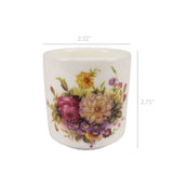 Small 2 PACK Ceramic Porcelain Tea Cup with Floral Design, 2.5X2.5X2.75, 10 Oz 15556-2PK
