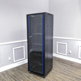 Server AV Cabinet Audio Video Equipment Rack Lock Keys Metal Black 37U w/Shelf? 15594