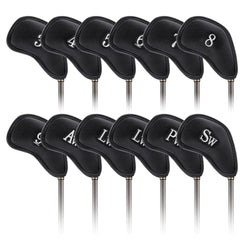 FixtureDisplays 12pcs Thick PU Leather Golf Iron Head Covers Set Fit Most Irons 15598
