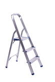 FixtureDisplays Folding 3-Step Ladder with Hand Grip and Aluminium Steps, 330-Pound Weight Capacity, Silver Finish 15601