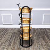 Wicker Basket Stand Grocery Produce Store Display Market Rack Kitchen Organizer 15603
