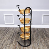 Wicker Basket Stand Grocery Produce Store Display Market Rack Kitchen Organizer 15603