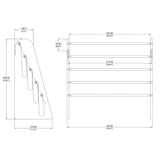 4-Tier Book Megazine Rack Bookshelf Storage 25X11X23.6" Floor Stand Wallmount 15648