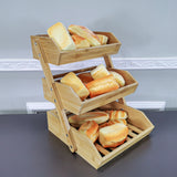 FixtureDisplays? Bamboo Fruit Basket, 3 Tier Fruit Holder for Kitchen Countertop, Fruit Organizer for Kitchen Counter, Vegetable Storage Stand, 15 mm Thickness (Self-Assembly) 15664