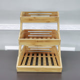 FixtureDisplays? Bamboo Fruit Basket, 3 Tier Fruit Holder for Kitchen Countertop, Fruit Organizer for Kitchen Counter, Vegetable Storage Stand, 15 mm Thickness (Self-Assembly) 15664