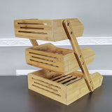 FixtureDisplays? Bamboo Fruit Basket, 3 Tier Fruit Holder for Kitchen Countertop, Fruit Organizer for Kitchen Counter, Vegetable Storage Stand, 15 mm Thickness (Self-Assembly) 15664