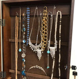 Jewelry Mirror Cabinet Jewelry Organizer Earrings Bracelets Broaches Storage