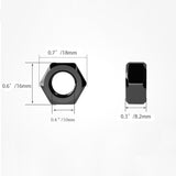 25PK M10 Hex Nuts for M10 Screw Bolts, Titanium Steel Thread Hexagon Nut, Black 15709-nut-25PK