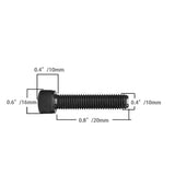 25PK M10 X 20mmPitch 1.50MM Hex Socket Head Screw Knurled Cap Screws Bolts, Black 15709-screw-25PK