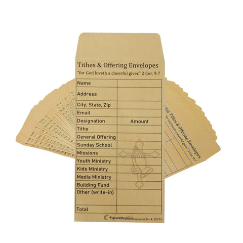 Church Supplies Tithe Offering Envelope 50 Pack Kraft Christian Ministry Charity 15713