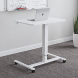 28X19" White Standup Sitdown Table with Adjustable Height 28 to 45 inches Wheels 15730