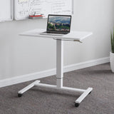 28X19" White Standup Sitdown Table with Adjustable Height 28 to 45 inches Wheels 15730