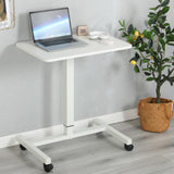 28X19" White Standup Sitdown Table with Adjustable Height 28 to 45 inches Wheels 15730