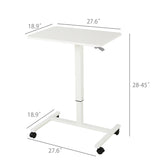28X19" White Standup Sitdown Table with Adjustable Height 28 to 45 inches Wheels 15730