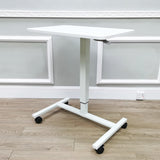 28X19" White Standup Sitdown Table with Adjustable Height 28 to 45 inches Wheels 15730