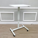 28X19" White Standup Sitdown Table with Adjustable Height 28 to 45 inches Wheels 15730