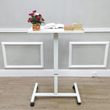 28X19" White Standup Sitdown Table with Adjustable Height 28 to 45 inches Wheels 15730