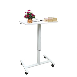 28X19" White Standup Sitdown Table with Adjustable Height 28 to 45 inches Wheels 15730