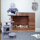 21X18X34.2" Cat Tree Condo Furniture Sisal-Covered Scratching Posts Plush Condo Grey 15735