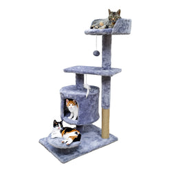 21X18X34.2" Cat Tree Condo Furniture Sisal-Covered Scratching Posts Plush Condo Grey 15735