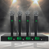 4 Channel Wireless Microphone System 4 Handheld Black Mic Karaoke DJ Singing  15743
