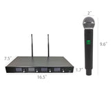 4 Channel Wireless Microphone System 4 Handheld Black Mic Karaoke DJ Singing  15743