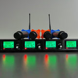 4 Channel Wireless Microphone System 4 Handheld Black Mic Karaoke DJ Singing  15743