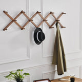 Wall Hanger Hat CoatSolid Wood Accordion Wall Rack 14 Pegs Expandable Bag Keys 15745