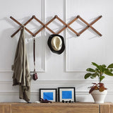 Accordion Wallmount Hat Hanger, Expandable Purse Coat Backpack Rack with 14 Pegs 15745