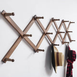 Wall Hanger Hat CoatSolid Wood Accordion Wall Rack 14 Pegs Expandable Bag Keys 15745