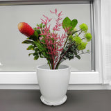 9.8X9.8X11" White Plant Pot Plastic Flower Planter Faux Ceramic Glazed 15747
