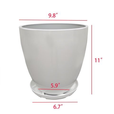white glazed plant pots 9.8X9.8X11" White Plant Pot Plastic Flower Planter Faux Ceramic Glazed – FixtureDisplays