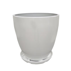 9.8X9.8X11" White Plant Pot Plastic Flower Planter Faux Ceramic Glazed 15747