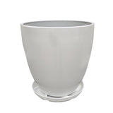 9.8X9.8X11" White Plant Pot Plastic Flower Planter Faux Ceramic Glazed 15747