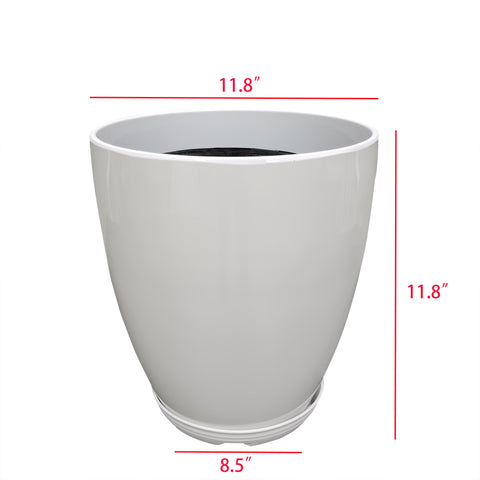 8 in plastic planter 11.8X11.8X11.8" White Plant Pot Plastic Flower Planter Faux Ceramic Glazed 15748