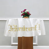 48" Round Tablecloth Holy Communion Gold Embroidery This Do In Remebrance of Me 15777