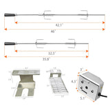 Deluxe Motorized Gas Grill Rotisserie Spit Kit Rod Section Adjustable 32-42" 15785