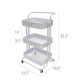3 Tier Rolling Cart Moving Storage Organizer Rack Trolley Shelf 17.7X14.5X32.2" 15788